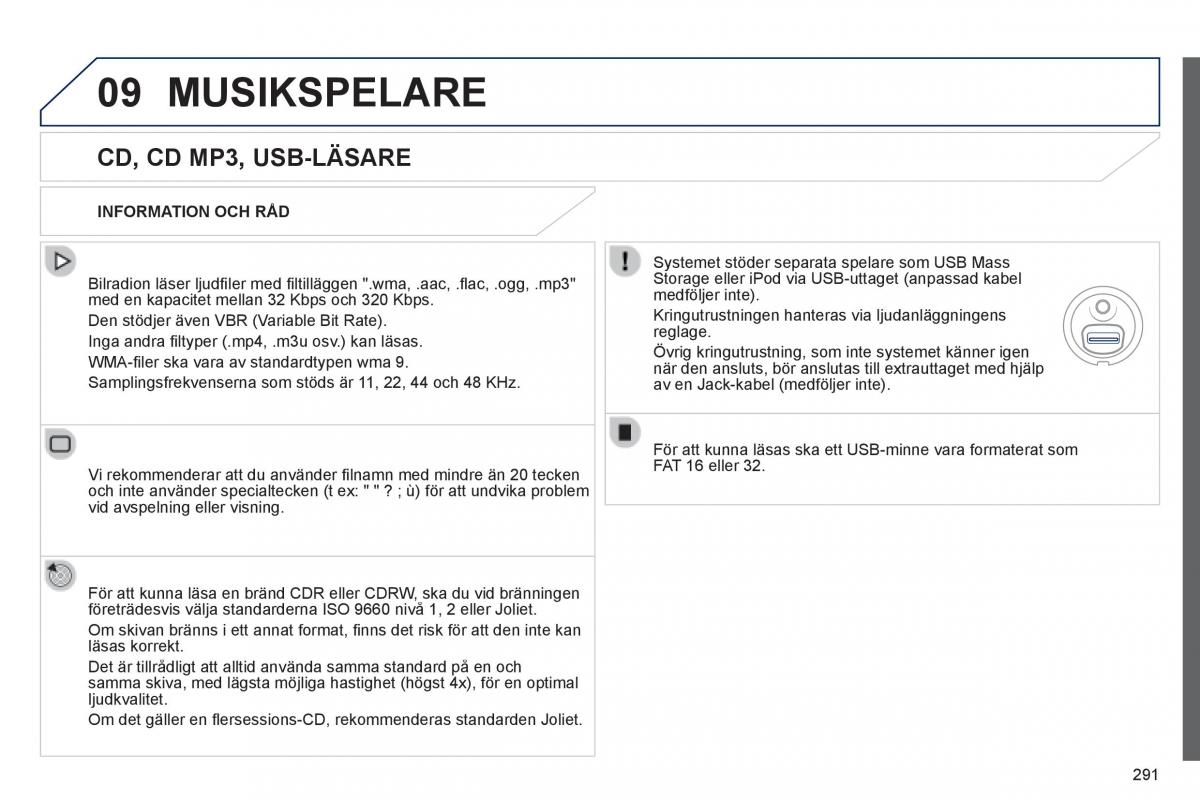 Peugeot 508 instruktionsbok / page 293