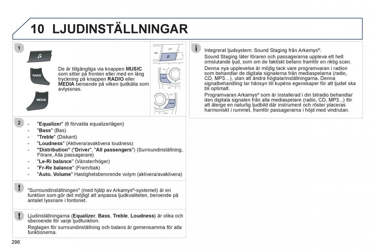 Peugeot 508 instruktionsbok / page 298