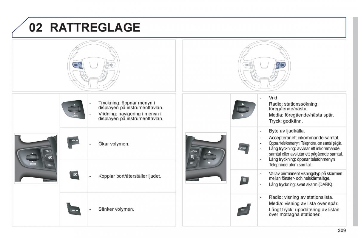 Peugeot 508 instruktionsbok / page 311