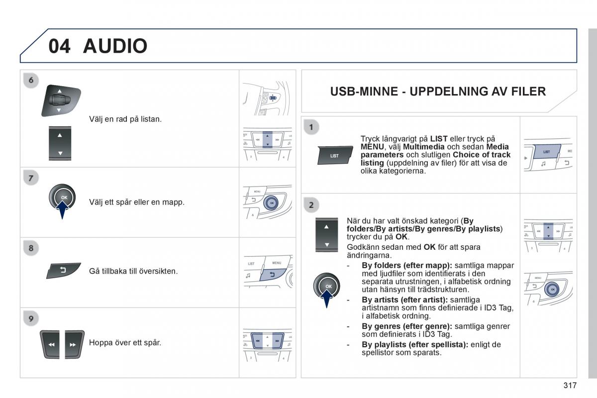 Peugeot 508 instruktionsbok / page 319