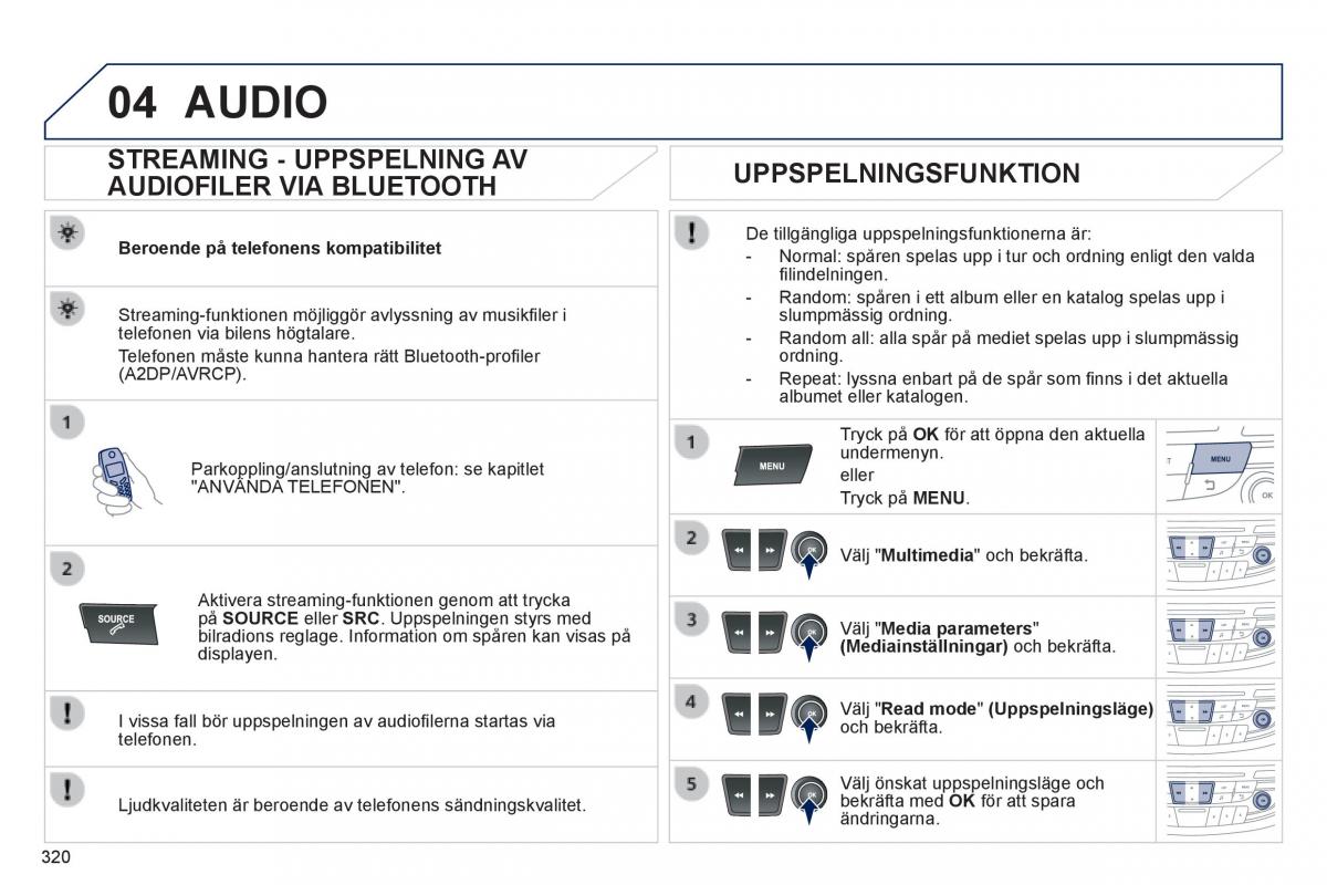 Peugeot 508 instruktionsbok / page 322