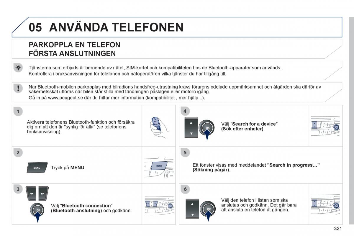 Peugeot 508 instruktionsbok / page 323