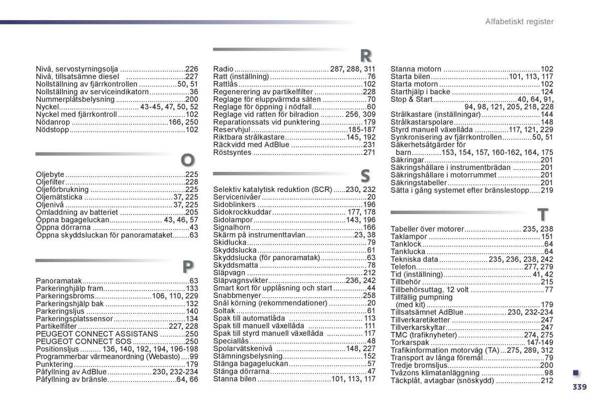 Peugeot 508 instruktionsbok / page 341