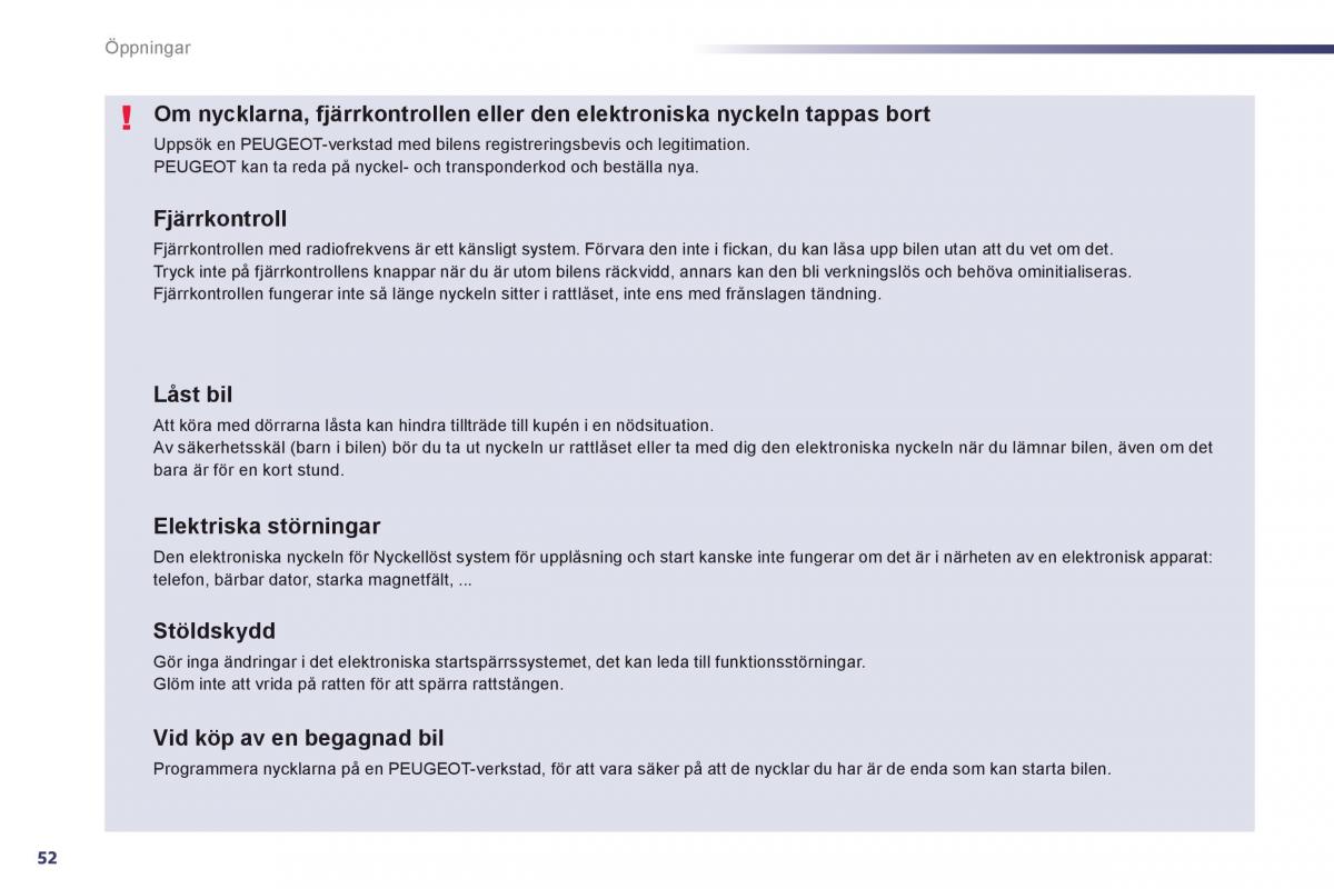 Peugeot 508 instruktionsbok / page 54