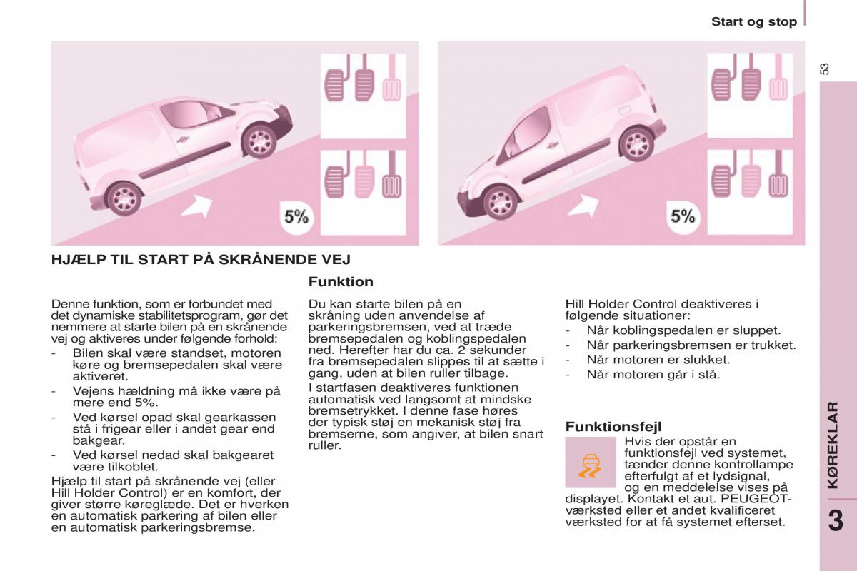 Peugeot Partner II 2 Bilens instruktionsbog / page 55