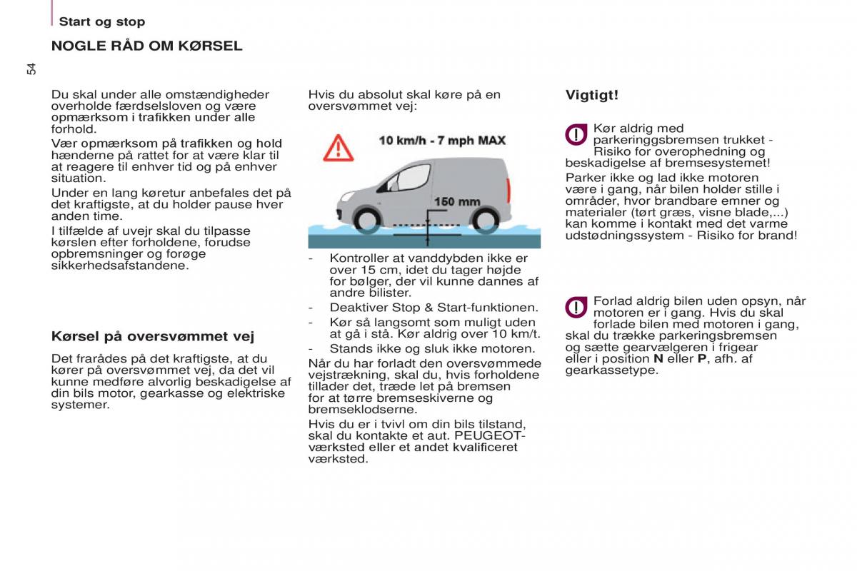 Peugeot Partner II 2 Bilens instruktionsbog / page 56