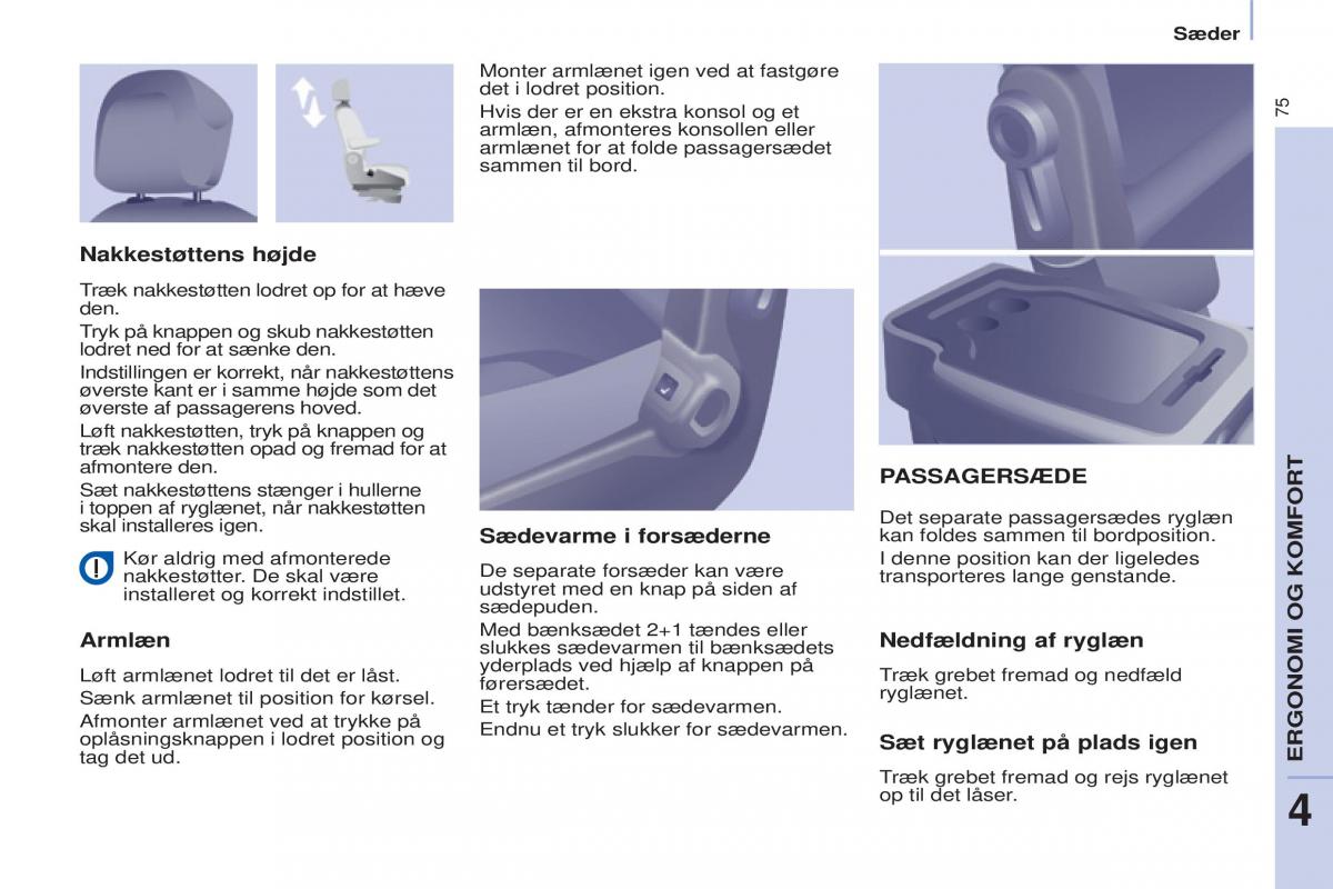 Peugeot Partner II 2 Bilens instruktionsbog / page 77