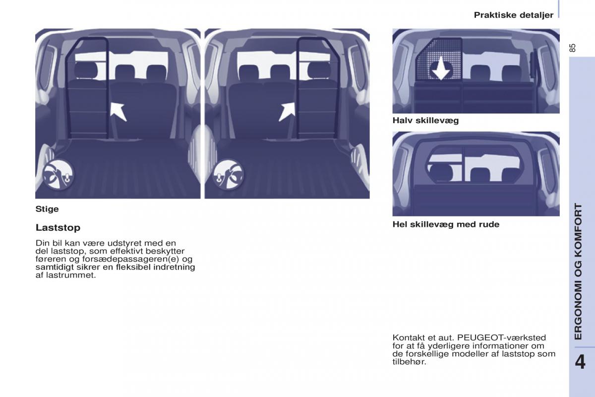 Peugeot Partner II 2 Bilens instruktionsbog / page 87