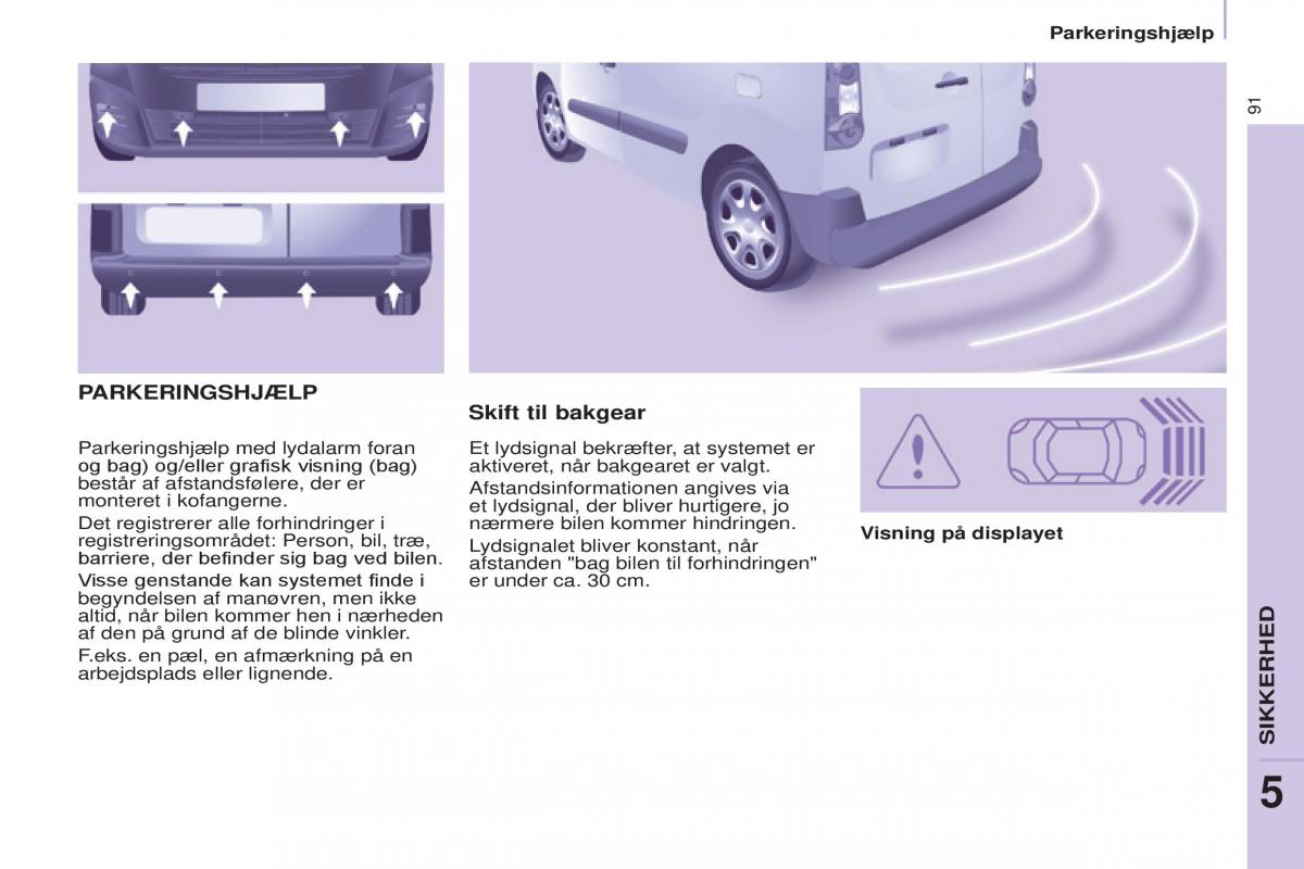 Peugeot Partner II 2 Bilens instruktionsbog / page 93