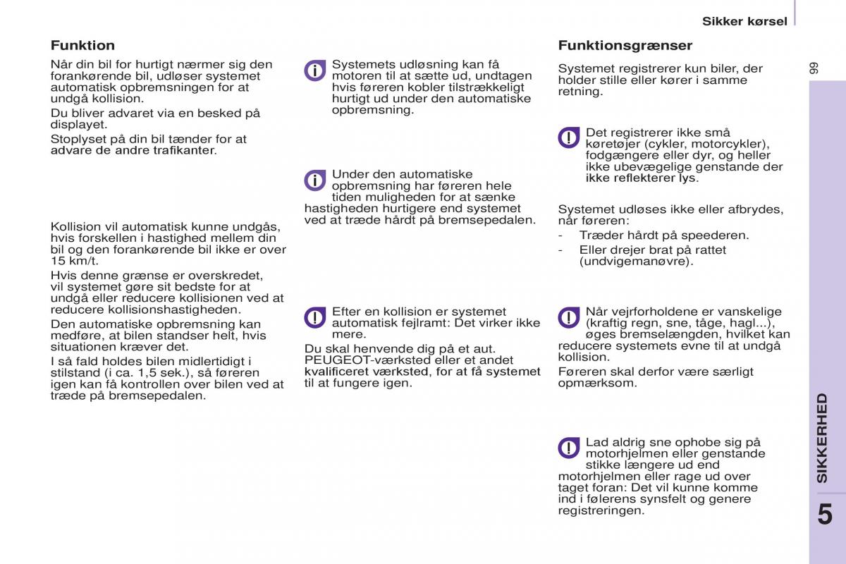 Peugeot Partner II 2 Bilens instruktionsbog / page 101