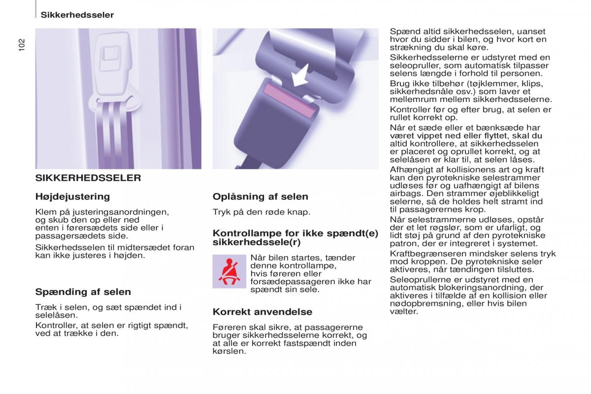 Peugeot Partner II 2 Bilens instruktionsbog / page 104