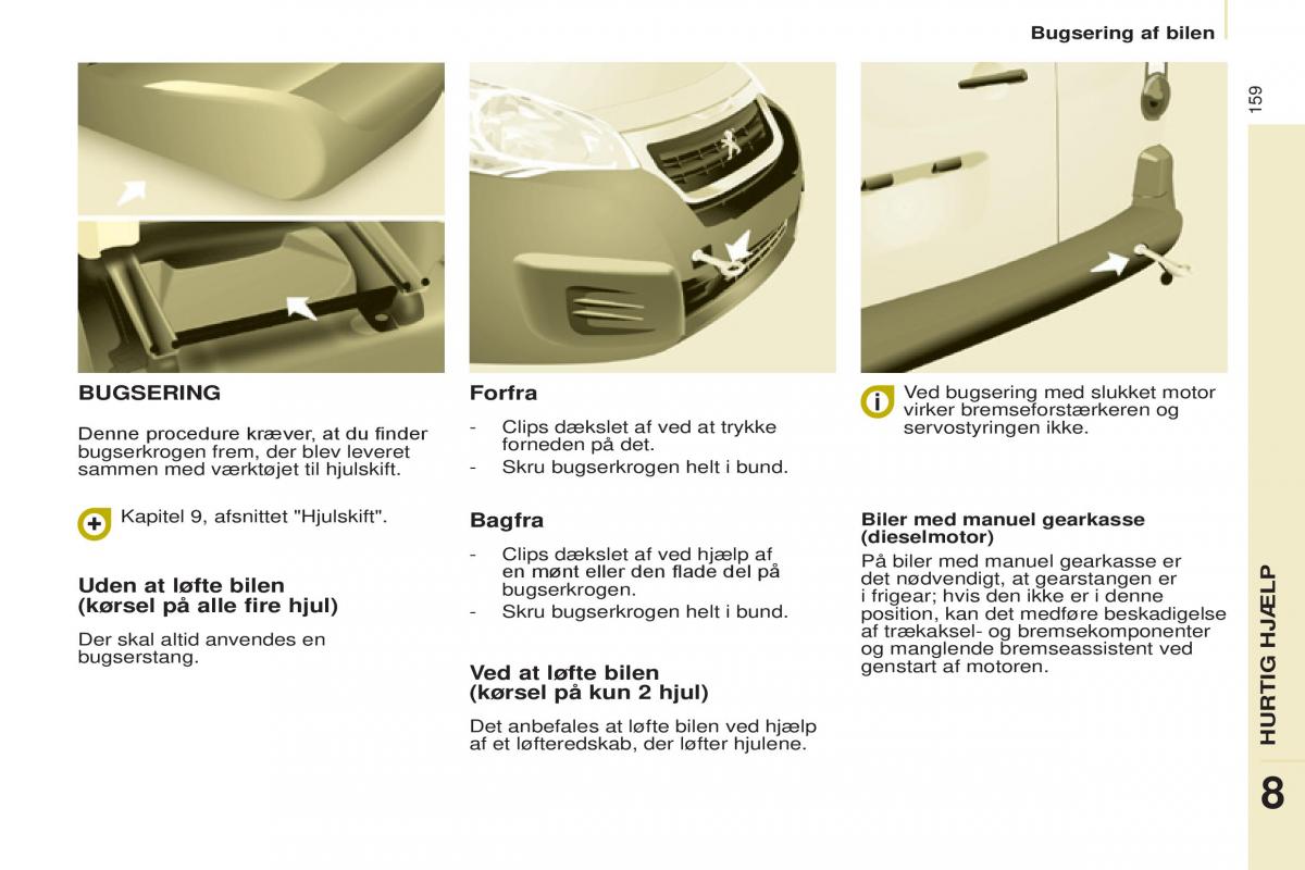 Peugeot Partner II 2 Bilens instruktionsbog / page 161