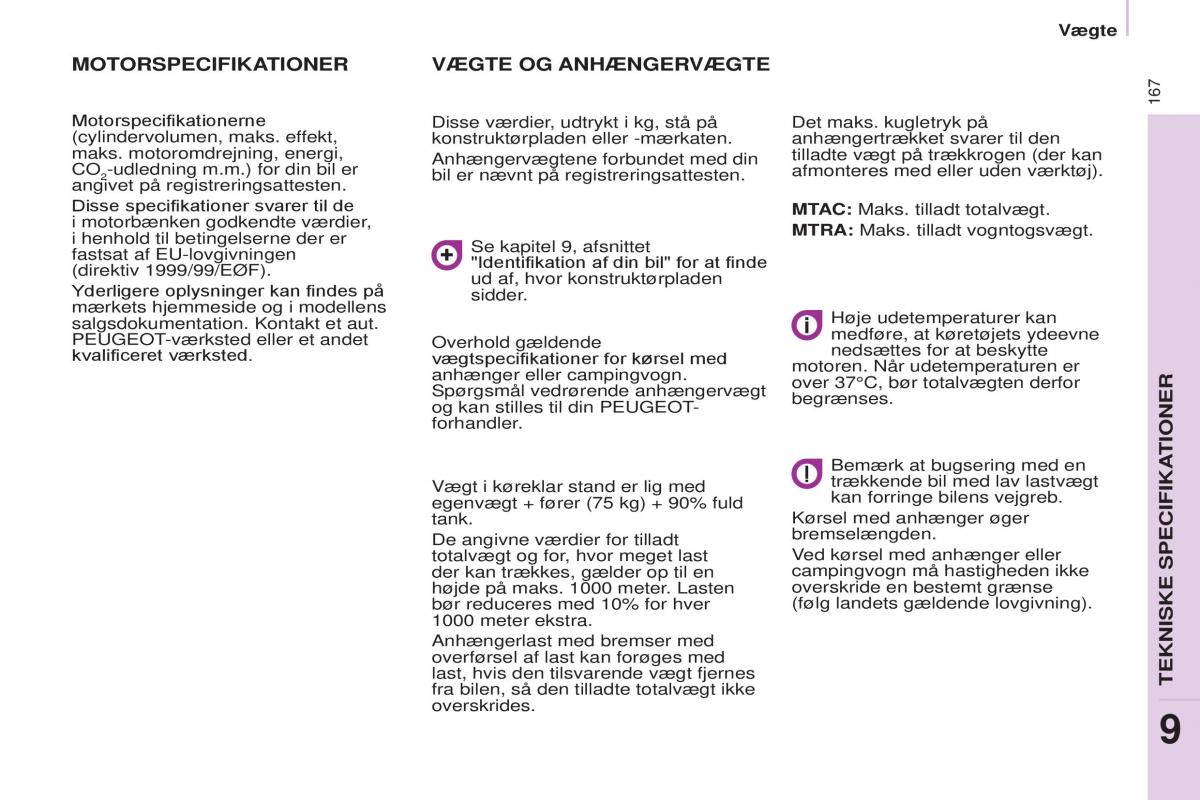 Peugeot Partner II 2 Bilens instruktionsbog / page 169