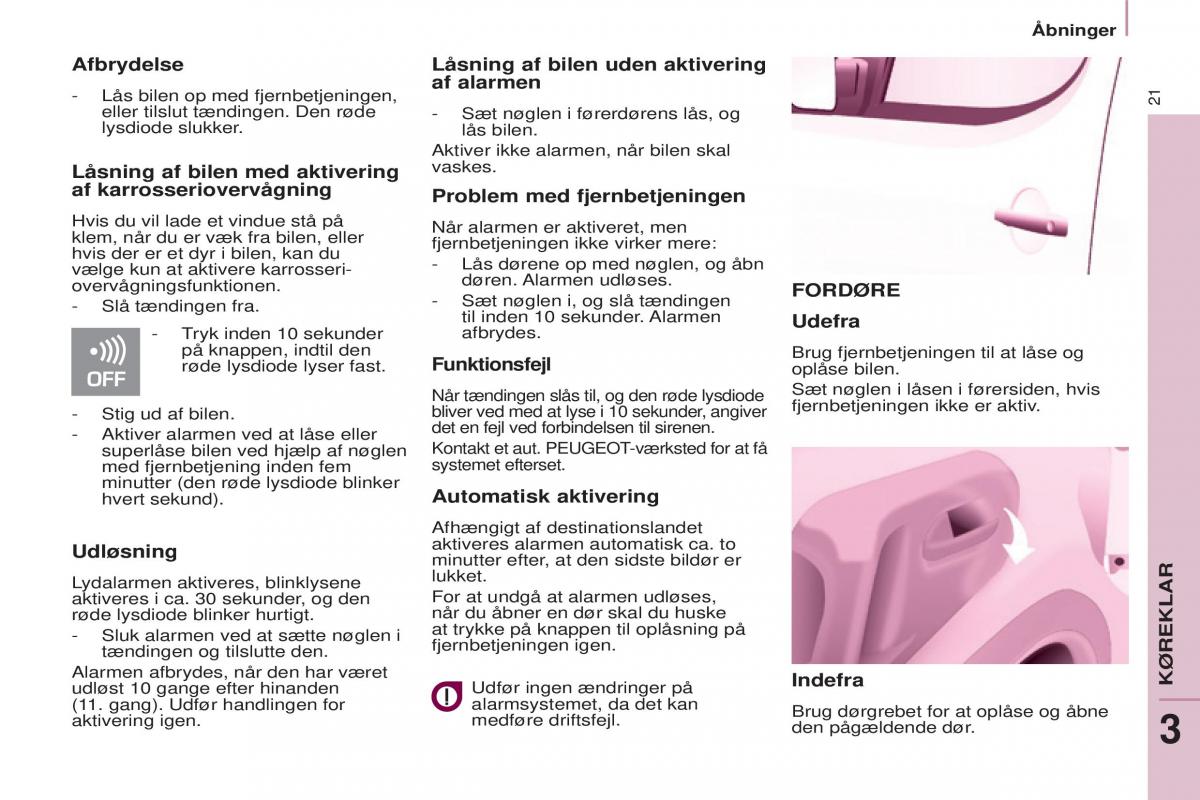 Peugeot Partner II 2 Bilens instruktionsbog / page 23