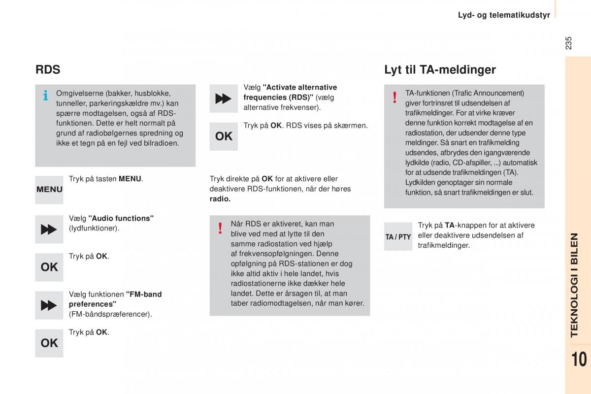 Peugeot Partner II 2 Bilens instruktionsbog / page 237