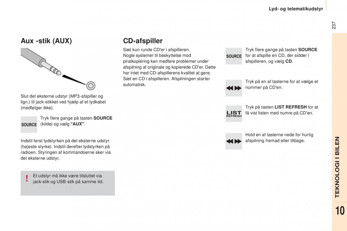 Peugeot Partner II 2 Bilens instruktionsbog / page 239