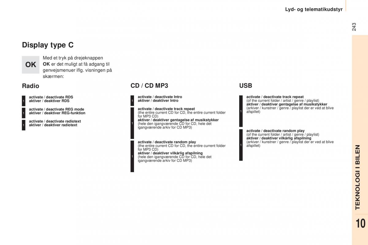 Peugeot Partner II 2 Bilens instruktionsbog / page 245