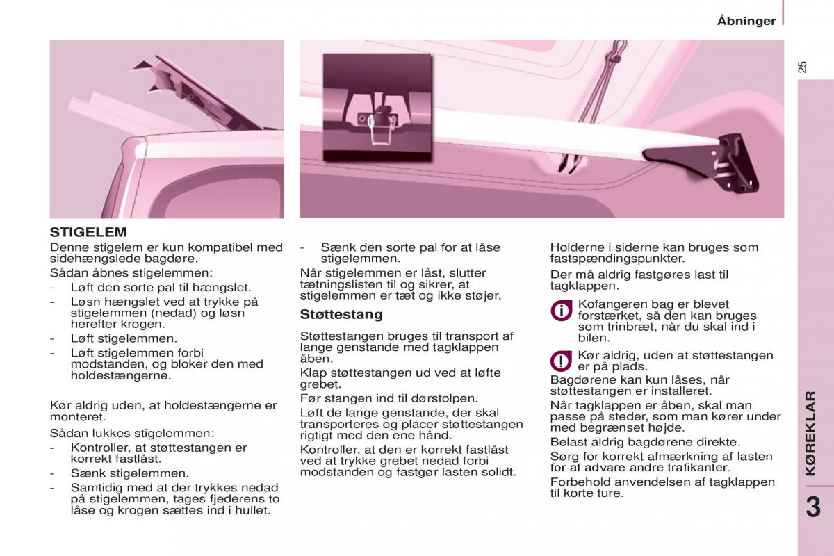 Peugeot Partner II 2 Bilens instruktionsbog / page 27