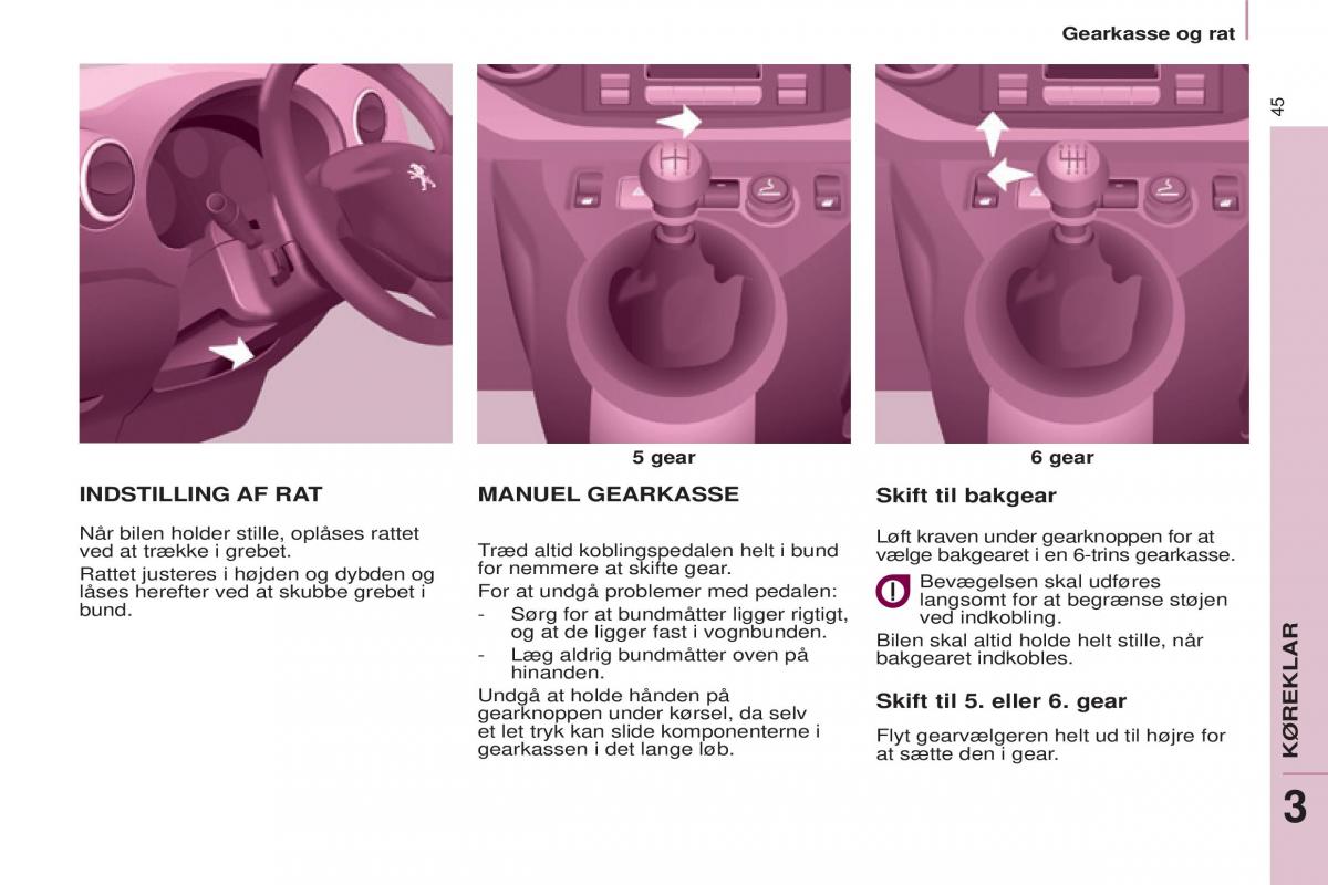 Peugeot Partner II 2 Bilens instruktionsbog / page 47