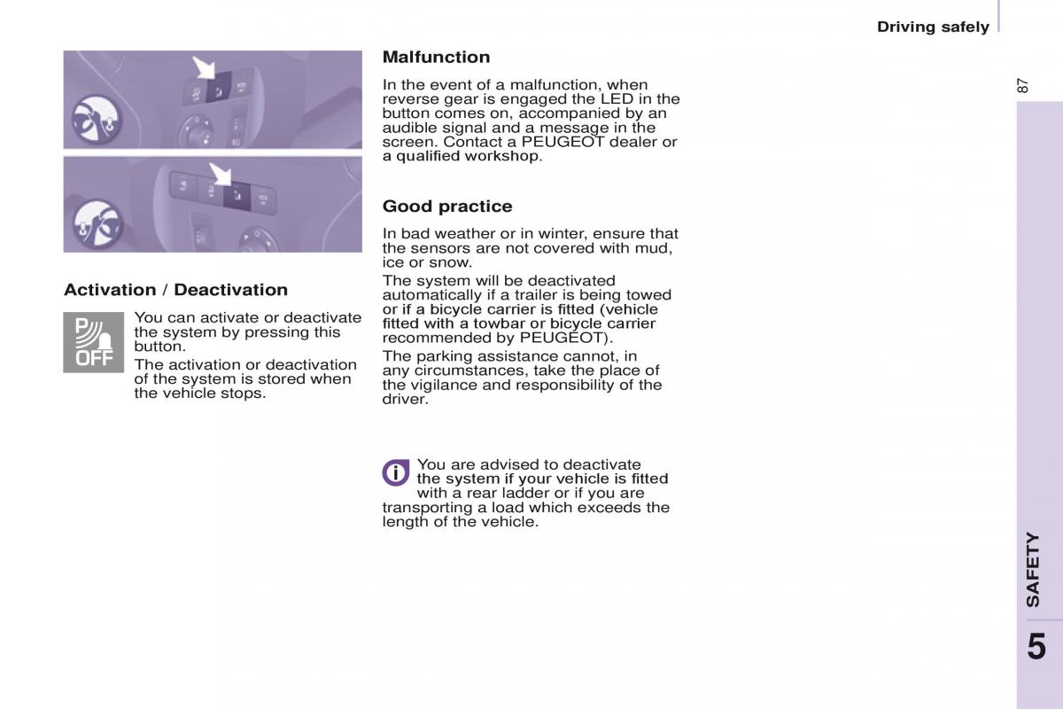 Peugeot Partner II 2 owners manual / page 89