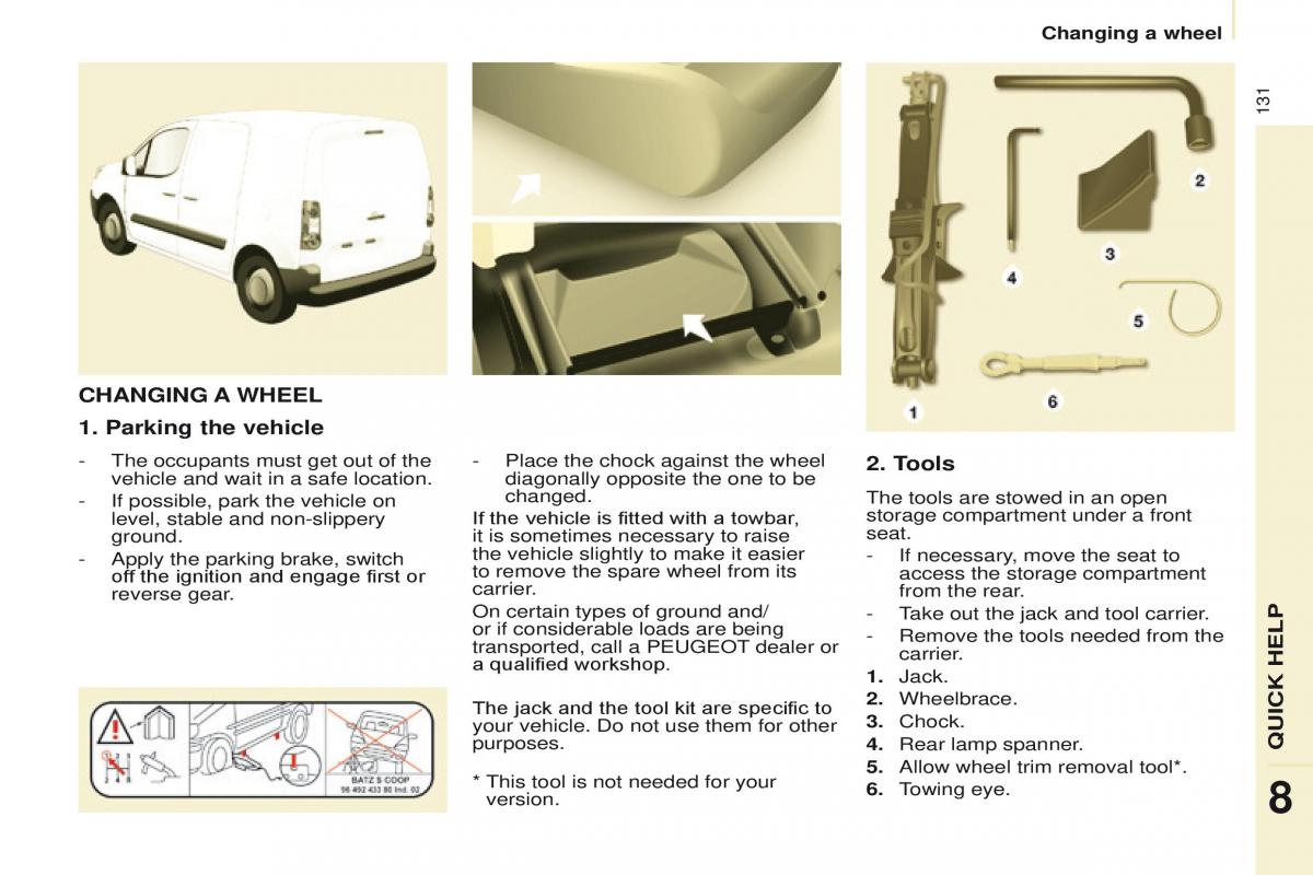 Peugeot Partner II 2 owners manual / page 133