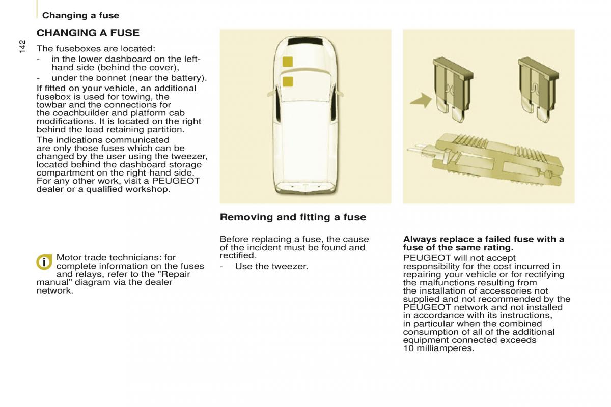 Peugeot Partner II 2 owners manual / page 144