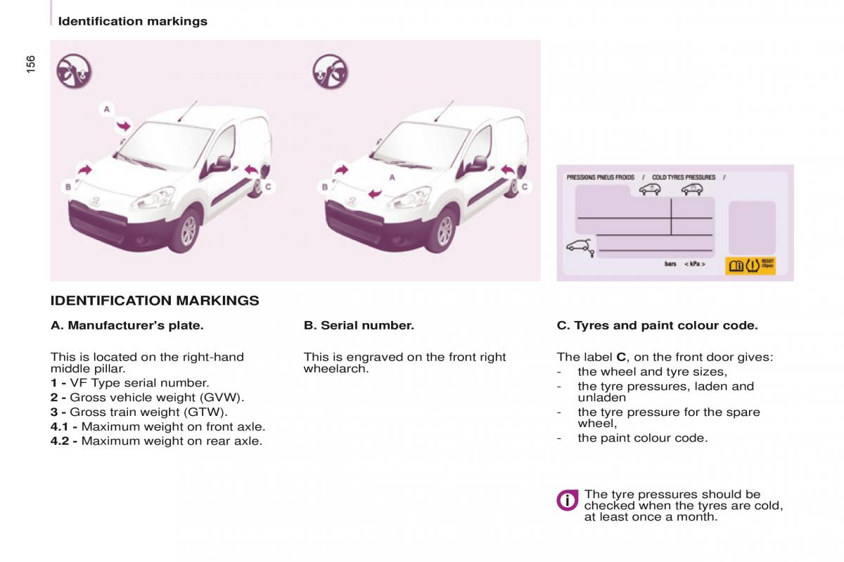 Peugeot Partner II 2 owners manual / page 158