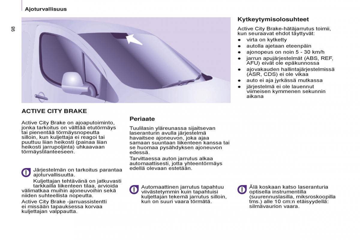 Peugeot Partner II 2 omistajan kasikirja / page 100