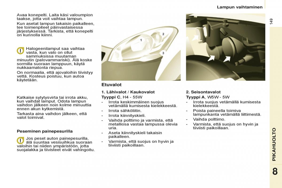 Peugeot Partner II 2 omistajan kasikirja / page 151