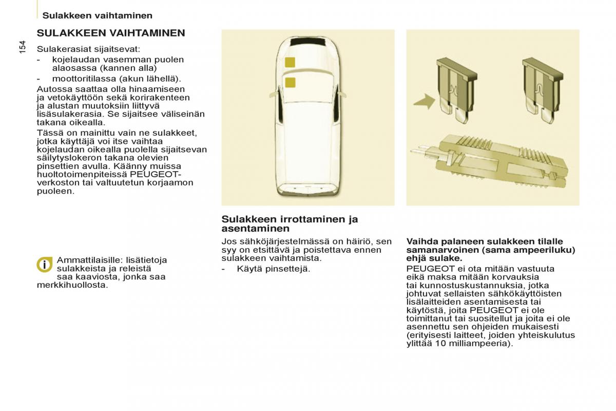 Peugeot Partner II 2 omistajan kasikirja / page 156