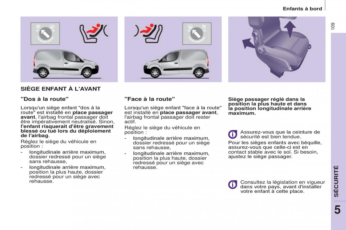 Peugeot Partner II 2 manuel du proprietaire / page 111