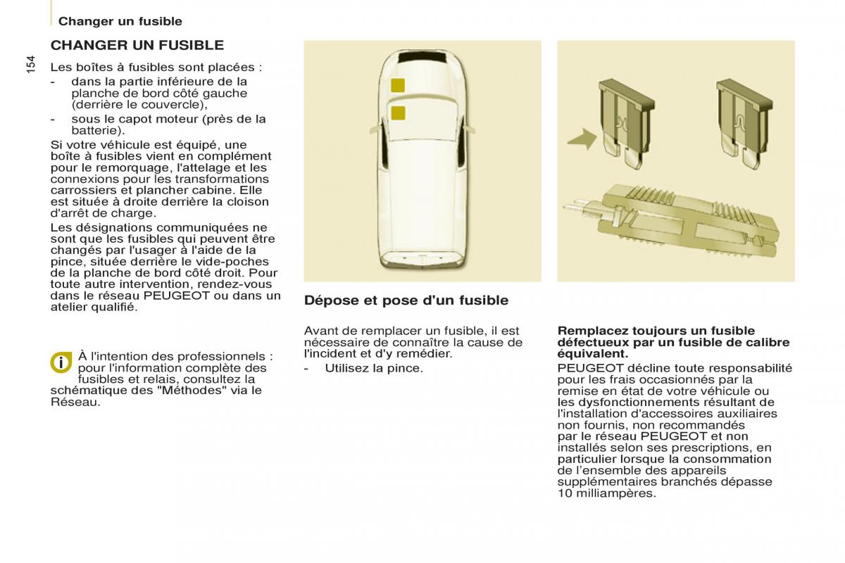 Peugeot Partner II 2 manuel du proprietaire / page 156