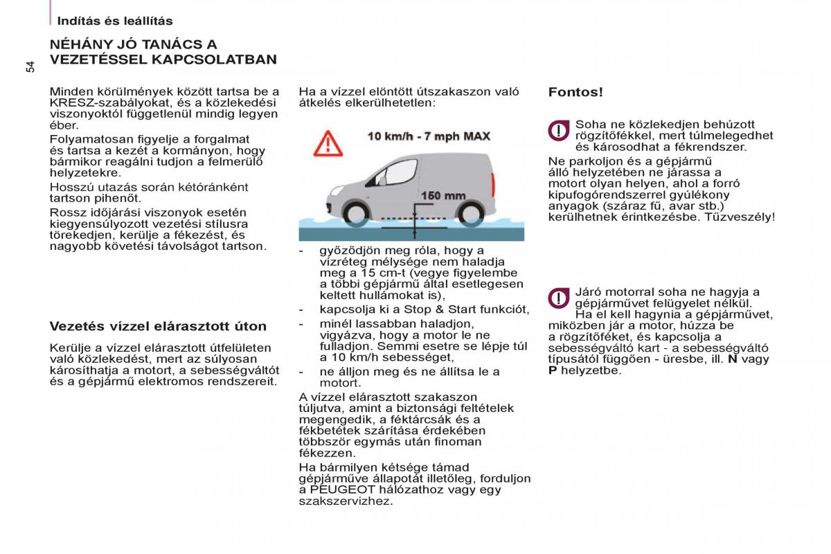 Peugeot Partner II 2 Kezelesi utmutato / page 56