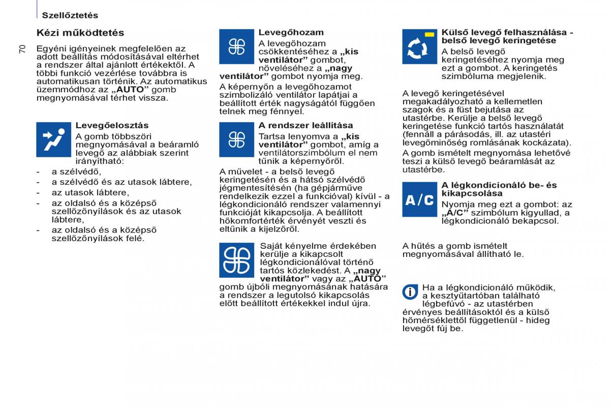 Peugeot Partner II 2 Kezelesi utmutato / page 72