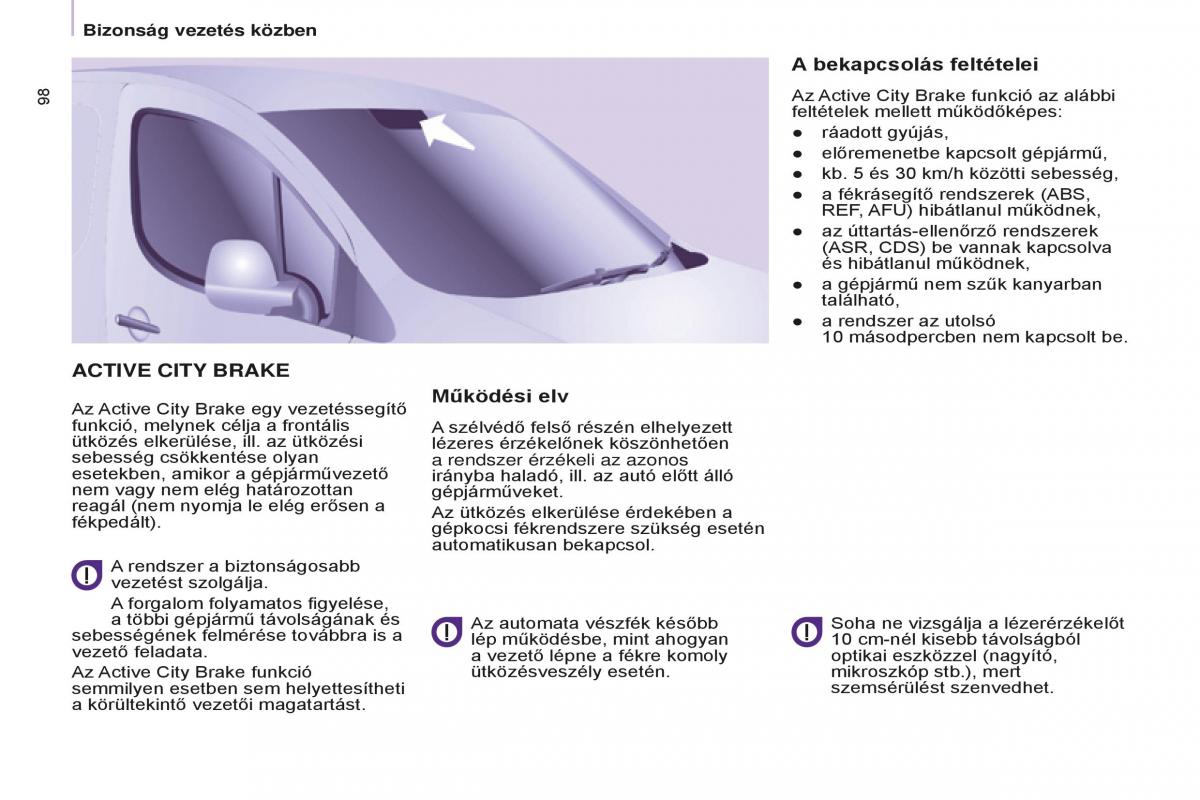 Peugeot Partner II 2 Kezelesi utmutato / page 100