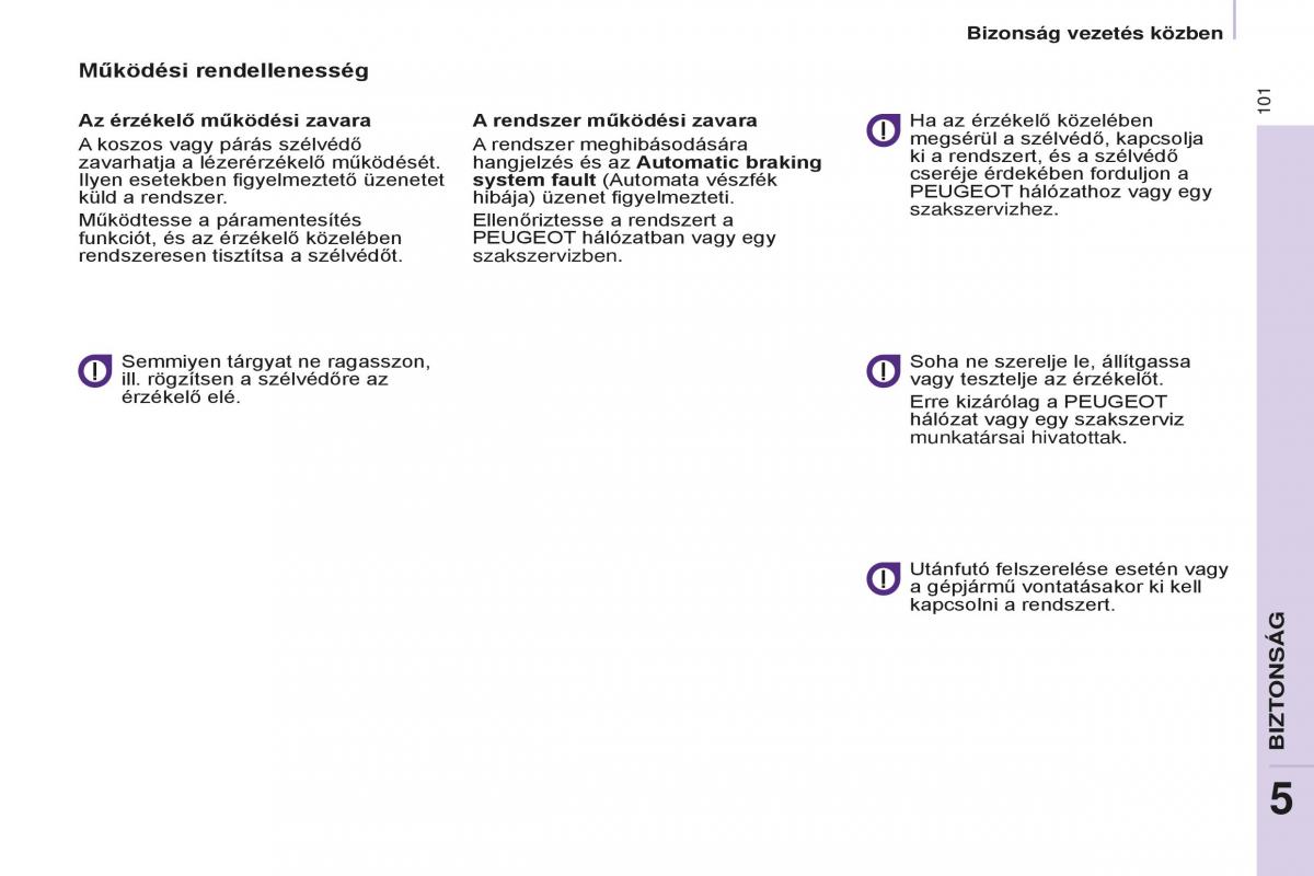 Peugeot Partner II 2 Kezelesi utmutato / page 103