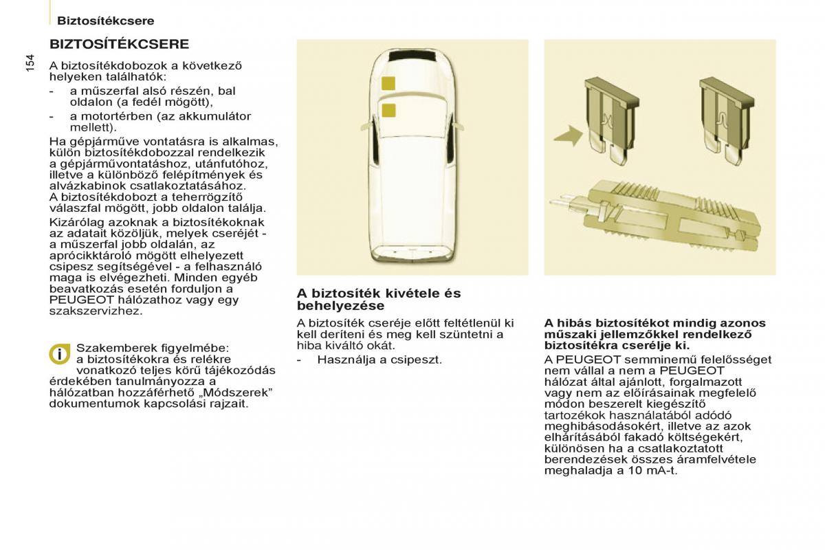 Peugeot Partner II 2 Kezelesi utmutato / page 156