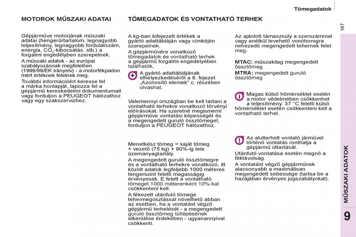 Peugeot Partner II 2 Kezelesi utmutato / page 169