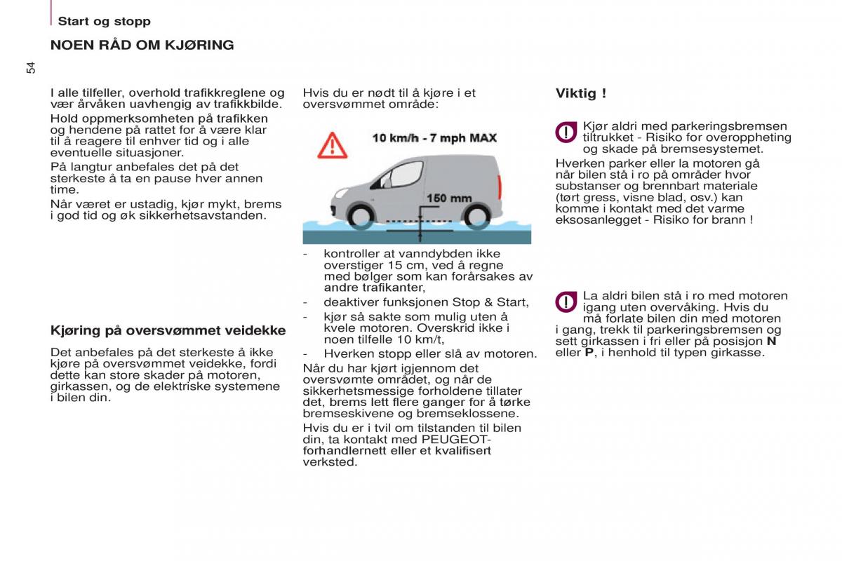 Peugeot Partner II 2 bruksanvisningen / page 56