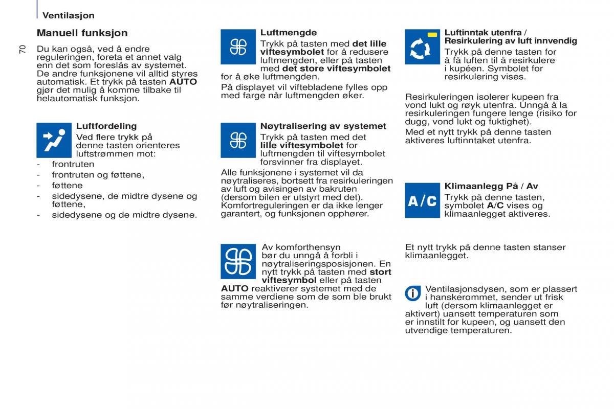 Peugeot Partner II 2 bruksanvisningen / page 72