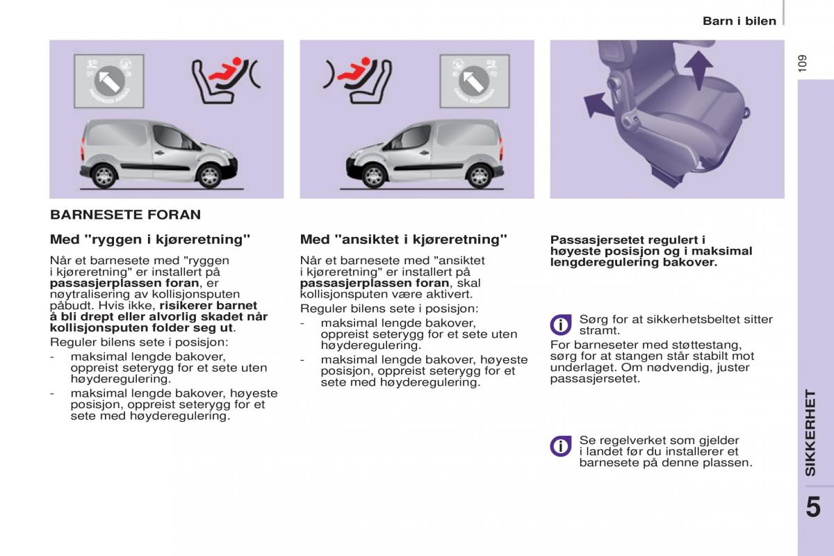 Peugeot Partner II 2 bruksanvisningen / page 111