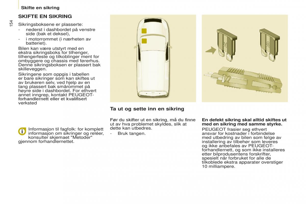 Peugeot Partner II 2 bruksanvisningen / page 156