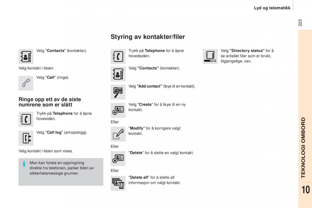 Peugeot Partner II 2 bruksanvisningen / page 225