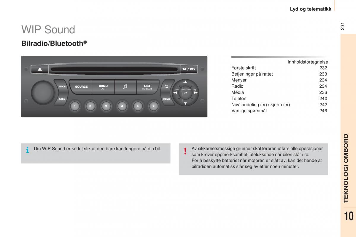 Peugeot Partner II 2 bruksanvisningen / page 233