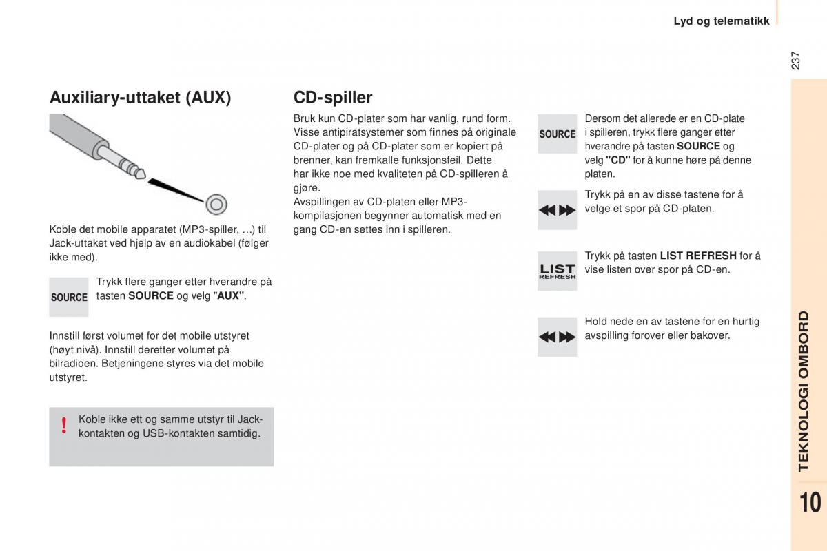 Peugeot Partner II 2 bruksanvisningen / page 239