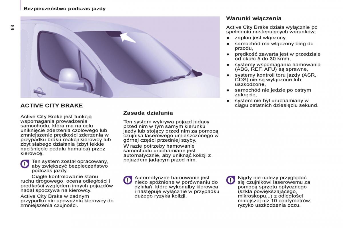 Peugeot Partner II 2 instrukcja obslugi / page 100