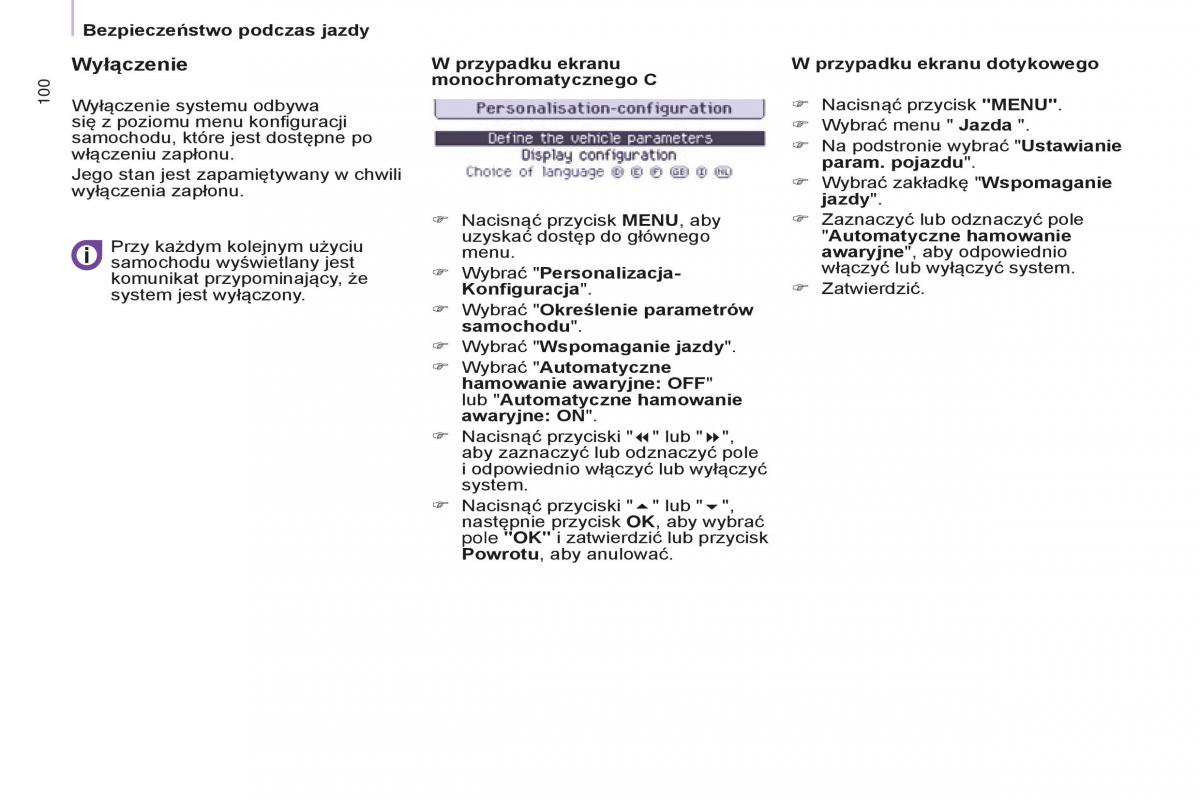 Peugeot Partner II 2 instrukcja obslugi / page 102