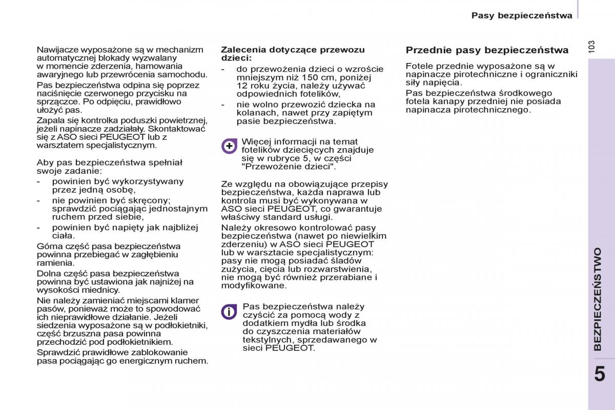 Peugeot Partner II 2 instrukcja obslugi / page 105