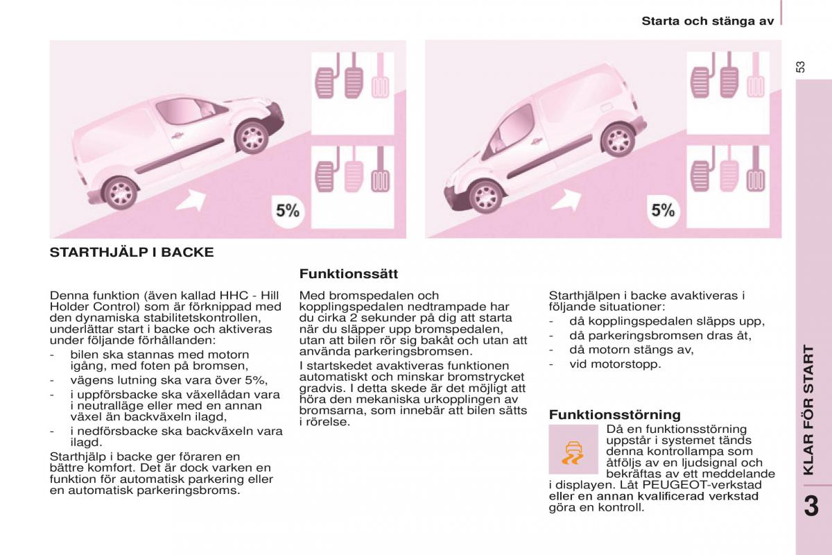 Peugeot Partner II 2 instruktionsbok / page 55