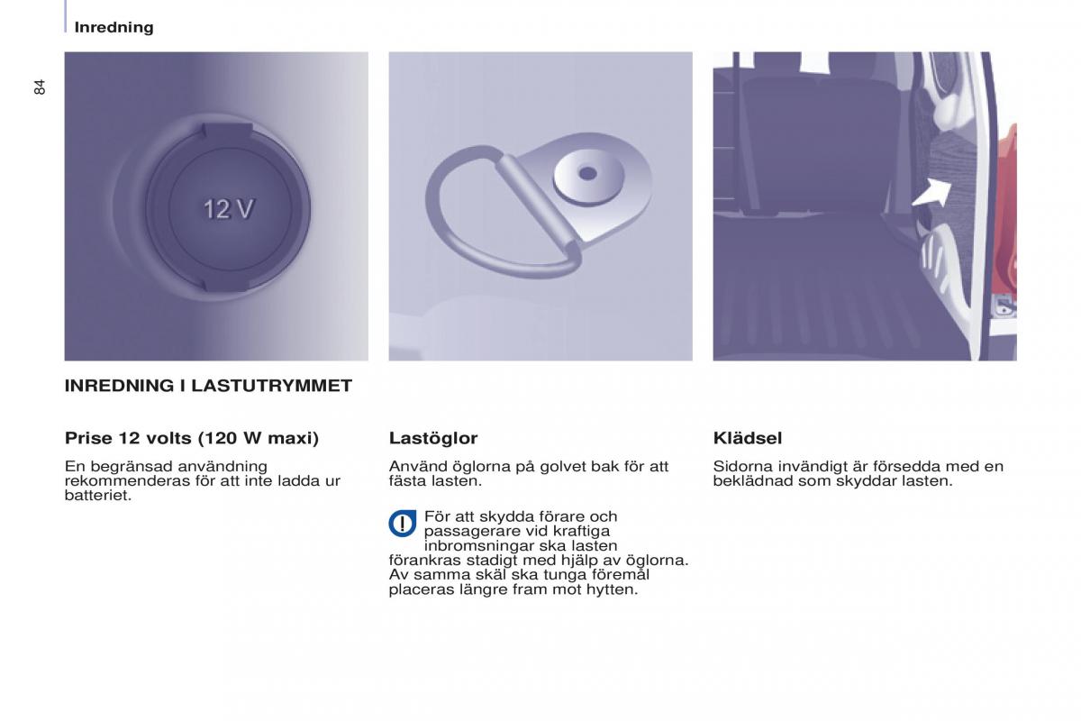 Peugeot Partner II 2 instruktionsbok / page 86